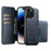 For iPhone 14 Pro Max Suteni Q05S3 3-in-1 Detachable Vertical Flip Wallet MagSafe Leather Phone Case(Blue)