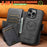 For iPhone 15 Suteni Q06S2 3-in-1 Detachable Vertical Flip Wallet MagSafe Splicing Leather Phone Case(Black)