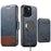 For iPhone 15 Suteni Q06S2 3-in-1 Detachable Vertical Flip Wallet MagSafe Splicing Leather Phone Case(Blue)