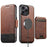 For iPhone 14 Pro Max Suteni Q06S2 3-in-1 Detachable Vertical Flip Wallet MagSafe Splicing Leather Phone Case(Brown)