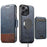 For iPhone 14 Pro Max Suteni Q06S2 3-in-1 Detachable Vertical Flip Wallet MagSafe Splicing Leather Phone Case(Blue)