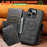 For iPhone 15 Suteni Q06S3 3-in-1 Splicing Detachable Vertical Flip Wallet MagSafe Leather Phone Case(Black)