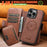 For iPhone 15 Suteni Q06S3 3-in-1 Splicing Detachable Vertical Flip Wallet MagSafe Leather Phone Case(Brown)