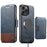For iPhone 14 Pro Max Suteni Q06S3 3-in-1 Splicing Detachable Vertical Flip Wallet MagSafe Leather Phone Case(Blue)