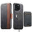 For iPhone 15 Suteni Q07S2 3-in-1 Detachable Vertical Flip Wallet MagSafe Splicing Leather Phone Case(Black)