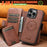 For iPhone 15 Suteni Q07S2 3-in-1 Detachable Vertical Flip Wallet MagSafe Splicing Leather Phone Case(Brown)