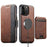 For iPhone 14 Pro Max Suteni Q07S2 3-in-1 Detachable Vertical Flip Wallet MagSafe Splicing Leather Phone Case(Brown)