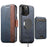 For iPhone 14 Pro Max Suteni Q07S2 3-in-1 Detachable Vertical Flip Wallet MagSafe Splicing Leather Phone Case(Blue)