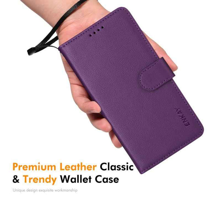 For iPhone 16 Pro ENKAY RFID Blocking Wallet Kickstand Litchi Texture Leather Phone Case(Red)