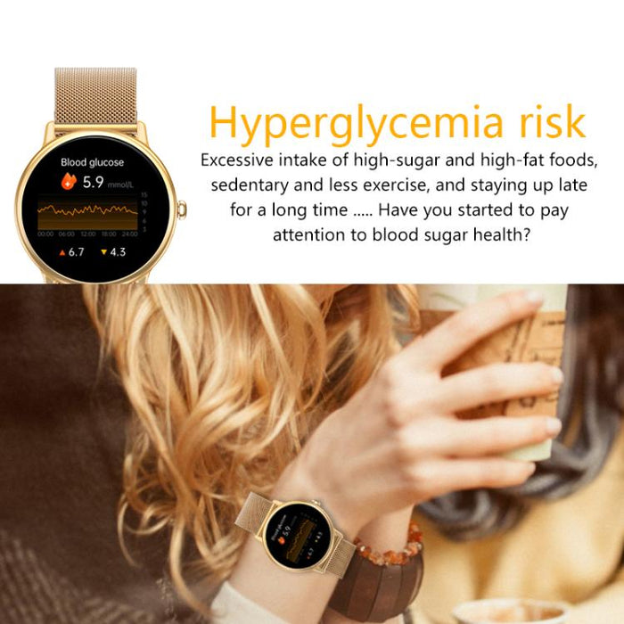 LOANIY Y86 1.43 Inch Heart Rate Monitoring Smart Bluetooth Watch, Gold Steel, Black Steel