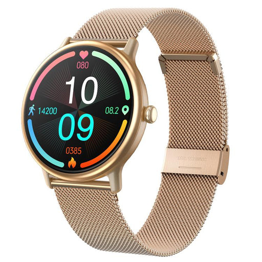 LOANIY Y86 1.43 Inch Heart Rate Monitoring Smart Bluetooth Watch, Gold Steel, Black Steel