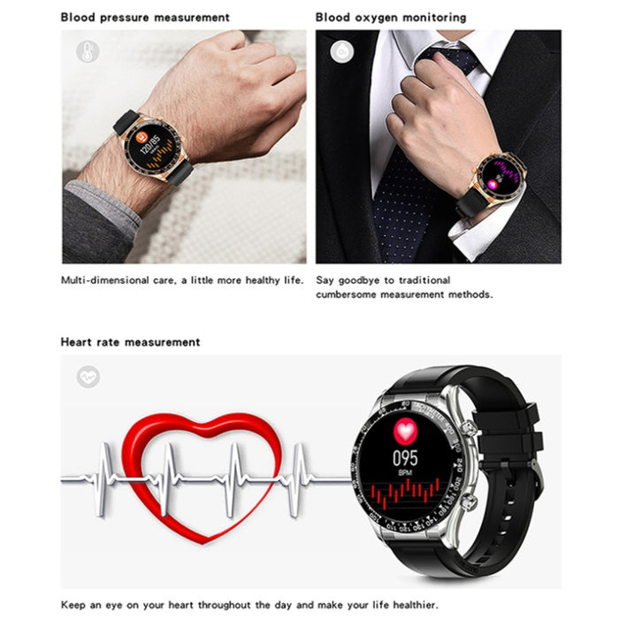 LOANIY E18 Pro Smart Bluetooth Calling Watch with NFC Function, Gold Silicone, Black Leather, Gold Leather, Black Silver Steel, Green Silver Steel