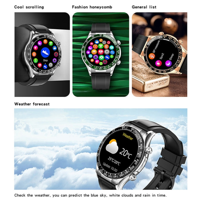 LOANIY E18 Pro Smart Bluetooth Calling Watch with NFC Function, Gold Silicone, Black Leather, Gold Leather, Black Silver Steel, Green Silver Steel, Gold Steel