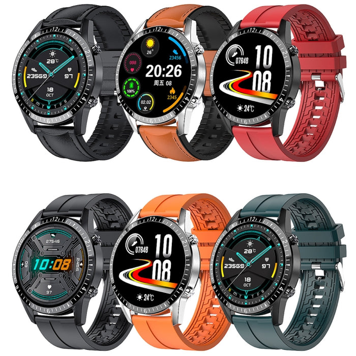 I9 1.5 Inch Heart Rate/Blood Pressure/Blood Oxygen Monitoring Watch, Color: Silver Steel, Black, Red, Orange, Green, Black Leather, Brown Leather, Black Steel, Silver Steel