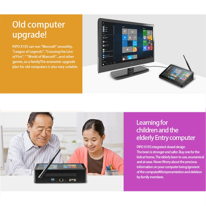 PiPo H10PRO All-in-One Mini PC, 10.1 inch, 8GB+128GB, Windows 11 Intel Alder Lake N95 Quad Core, US Plug, H10PRO 8GB+128GB
