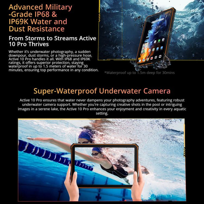 Blackview Active 10 Pro 5G Rugged Tablet, 12GB+512GB, 10.95 inch Android 14 Dimensity 7300 Octa Core, Global Version with Google Play, 12GB+512GB