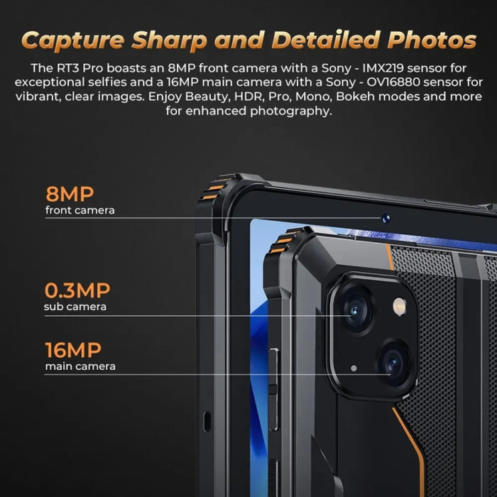 OUKITEL RT3 Pro 4G Network IP68/IP69K Rugged Tablet, 4GB+128GB, 8.0 inch Android 14 MediaTek G81 Octa-Core Support Dual SIM, EU Plug