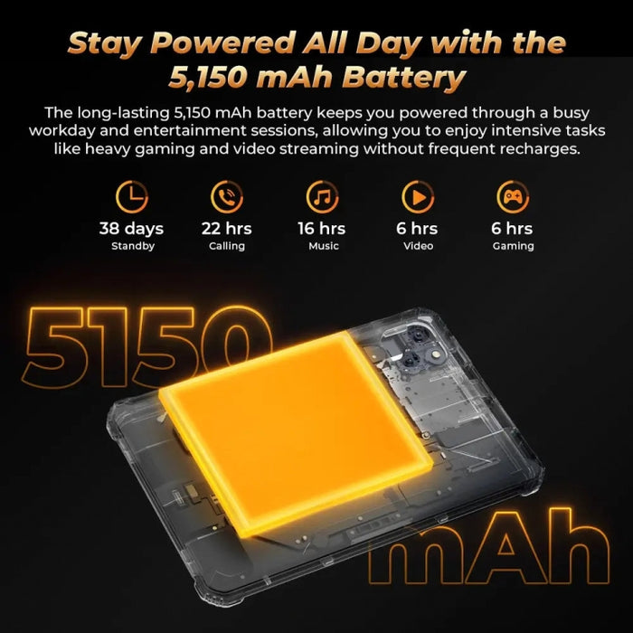OUKITEL RT3 Pro 4G Network IP68/IP69K Rugged Tablet, 4GB+128GB, 8.0 inch Android 14 MediaTek G81 Octa-Core Support Dual SIM, EU Plug