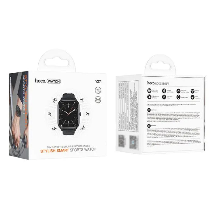 hoco Y27 1.95 inch Screen IPX4 Waterproof Smart Sports Watch, Call Version(Black)